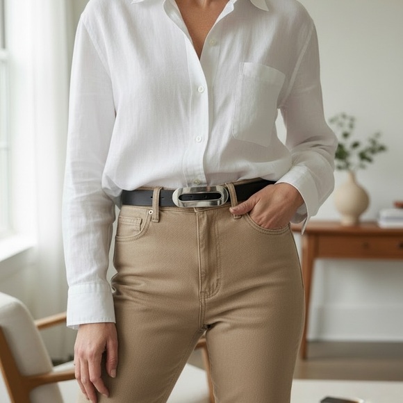 Mexx Black Leather Belt with Silver Buckle - Picture 2 of 6